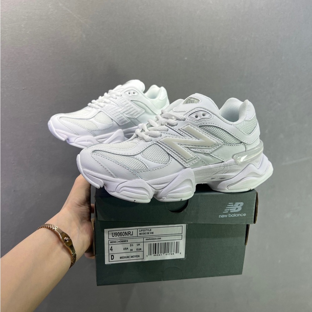 New Balance 9060 Women's All-White Chunky Trainer Sneakers